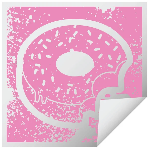 Bitten Frosted Donut Graphic Vector Illustration Icon — Stock Vector