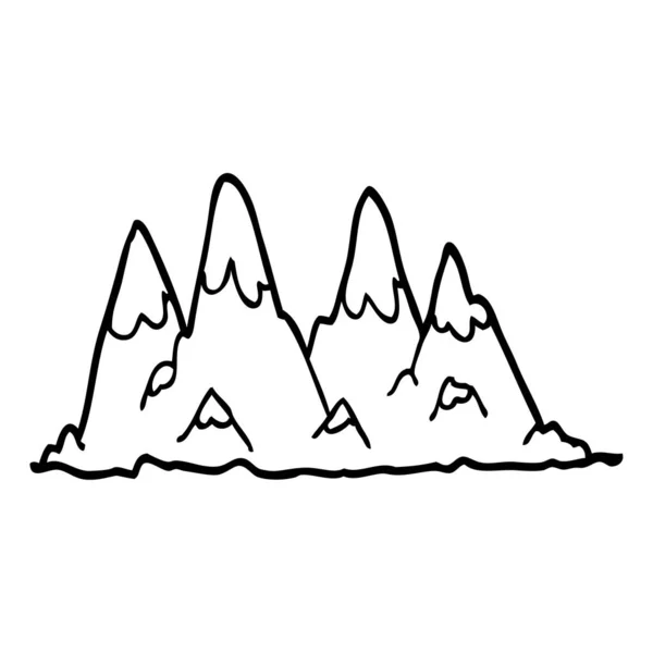 Linha Desenho Banda Desenhada Gama Montanha — Vetor de Stock