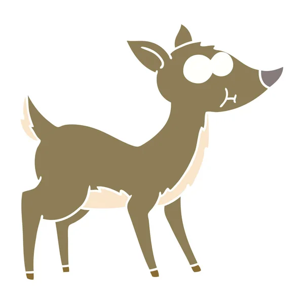 Flat Color Style Cartoon Deer — Stock Vector