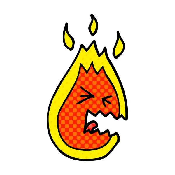 Мультфильм Каракули Горячий Сердитый Огонь — стоковый вектор
