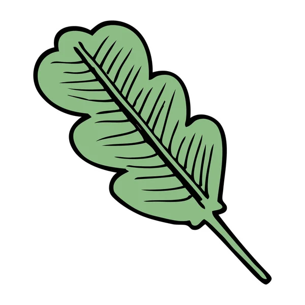 Rajzfilm Doodle Zöld Levél Illusztráció — Stock Vector