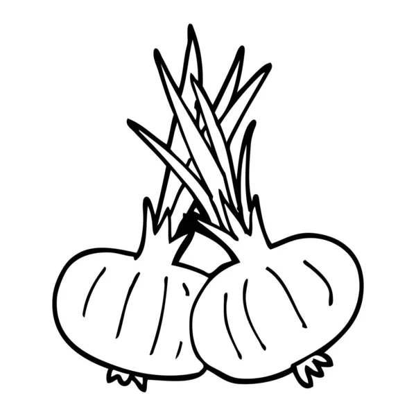 Línea Dibujo Dibujos Animados Cebollas Marrones — Vector de stock