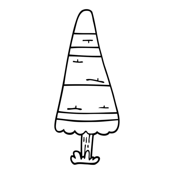 Linienzeichnung Cartoon Weihnachtsbaum — Stockvektor