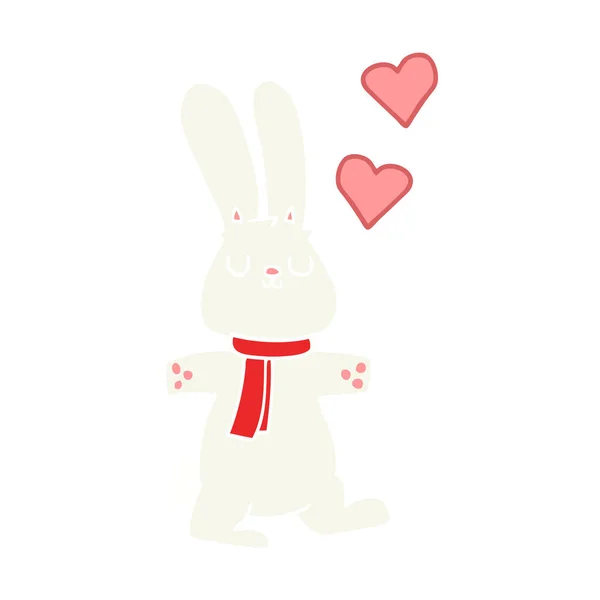 Flat Color Style Cartoon Rabbit Love — Stock Vector