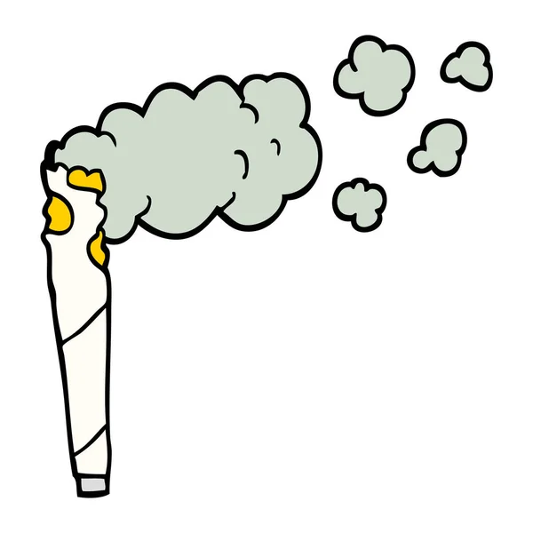 Hand Drawn Doodle Style Cartoon Cannabis Cigarette — Stock Vector