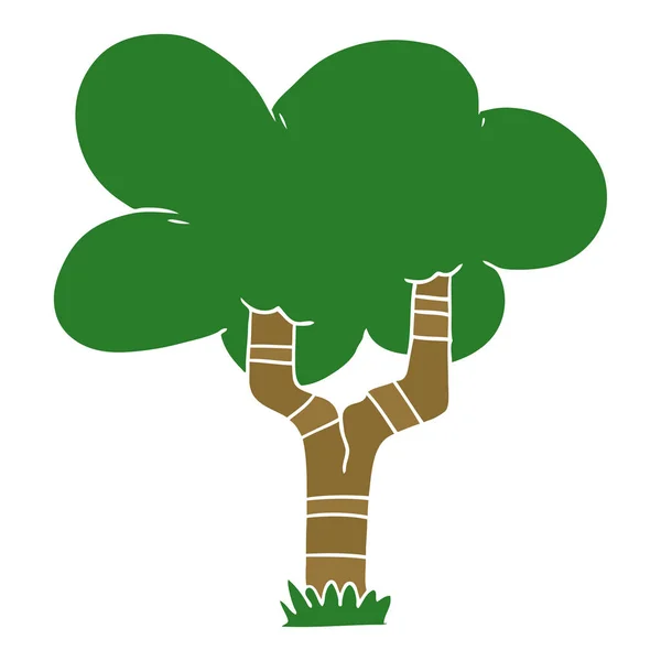 Flache Farbe Stil Cartoon Baum — Stockvektor