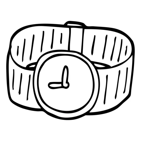 Zegarek Rękę Kreskówka Linia Rysunku — Wektor stockowy