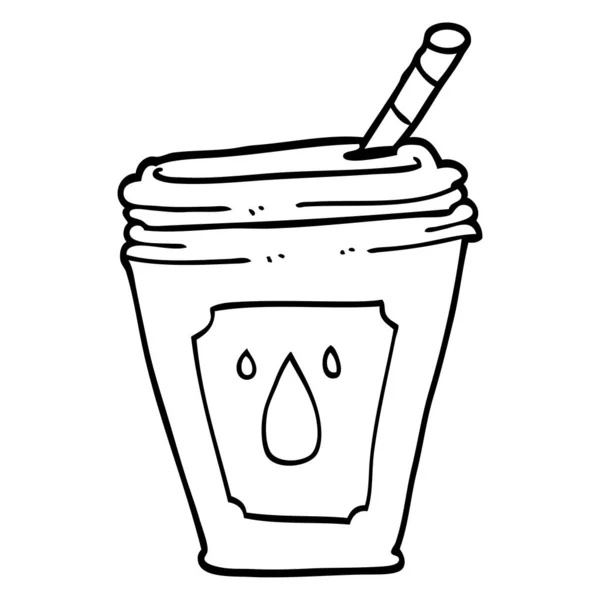 Linha Desenho Cartoon Suco Bar Bebida —  Vetores de Stock