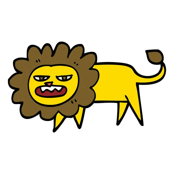 手描き落書きスタイル漫画怒っているライオン — ストックベクタ