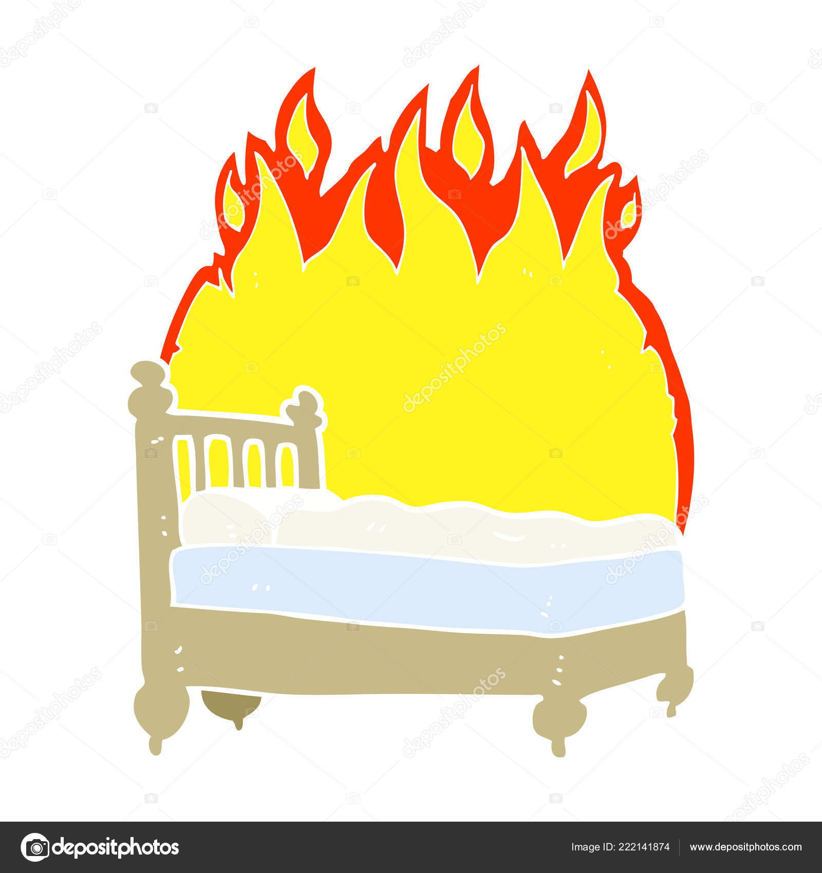 Flat Color Illustration Beds Burning Stock Vector Image by