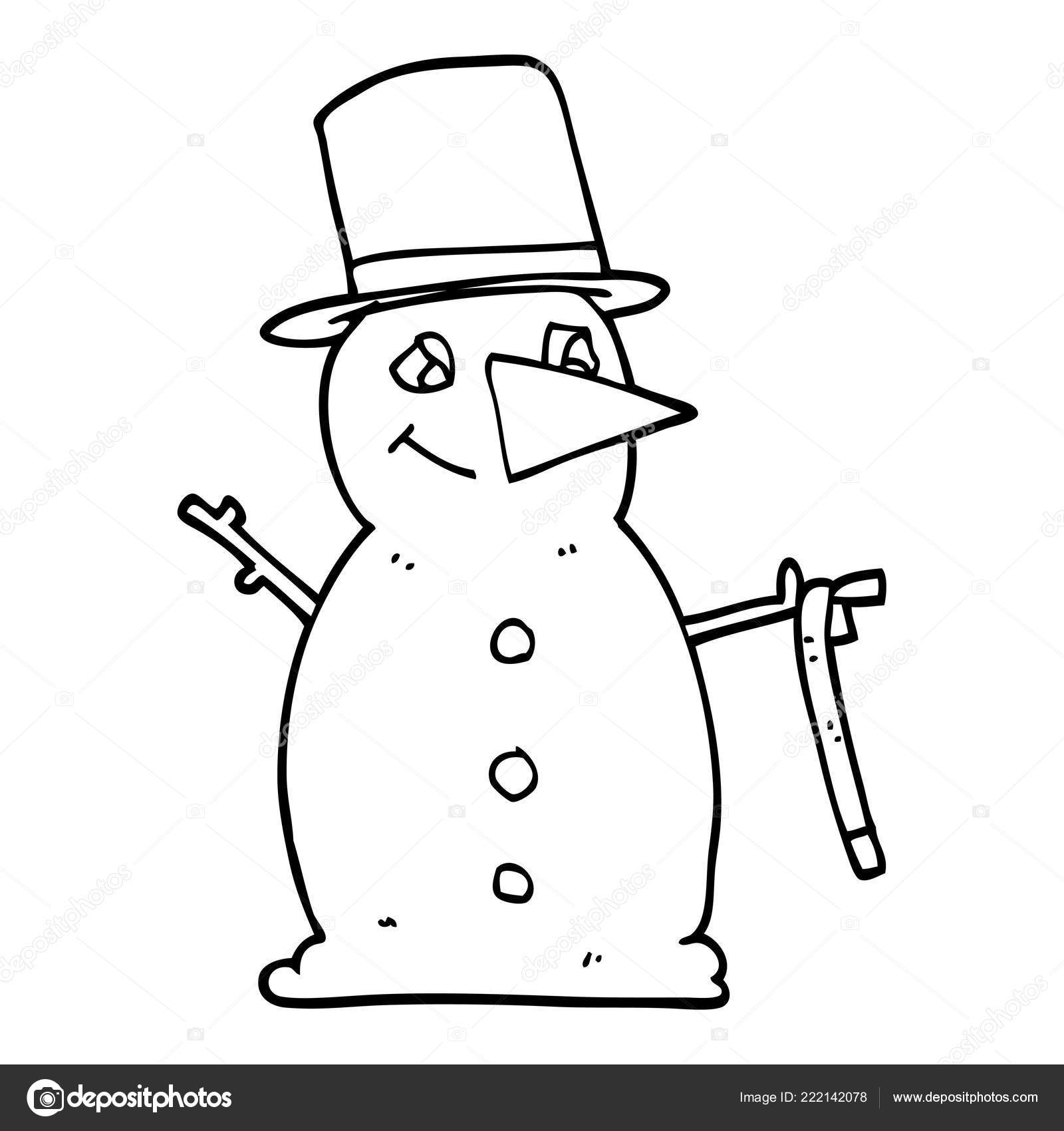 Line Drawing Cartoon Snowman Vector Image By C Lineartestpilot Vector Stock