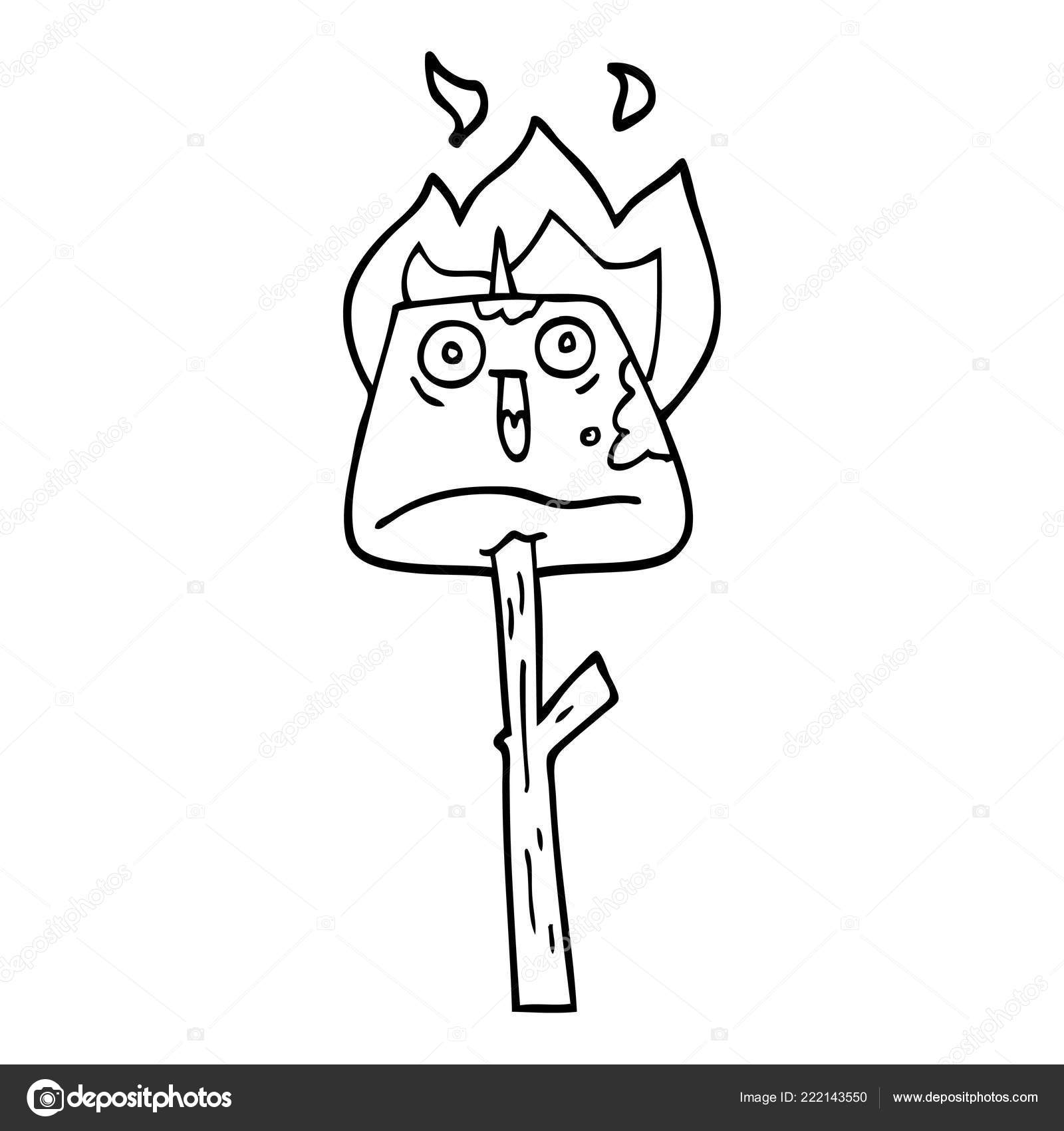 Line Drawing Cartoon Marshmallow Stick Stock Vector Image by