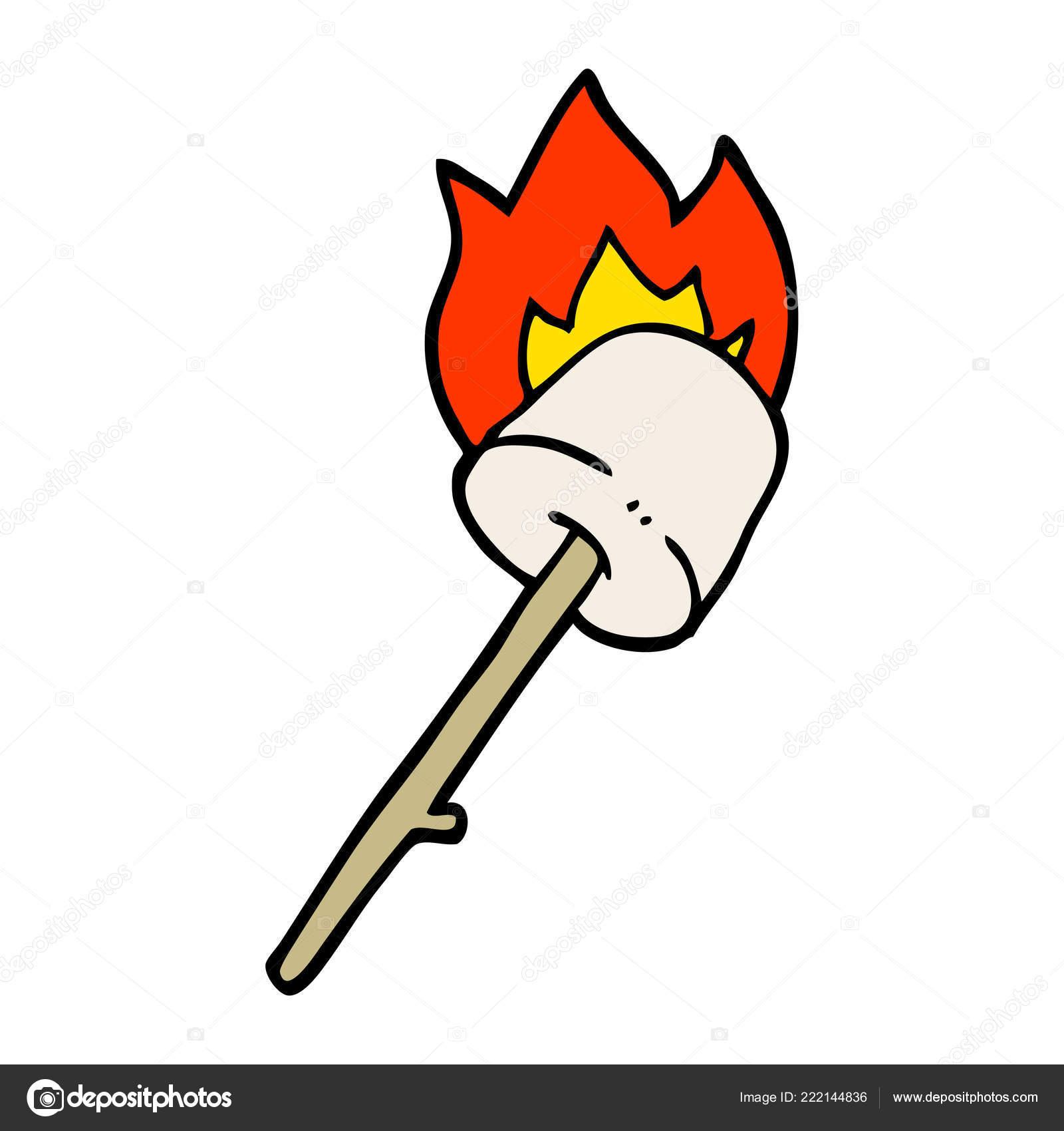 Cartoon Doodle Marshmallow Stick Stock Illustration by ©lineartestpilot