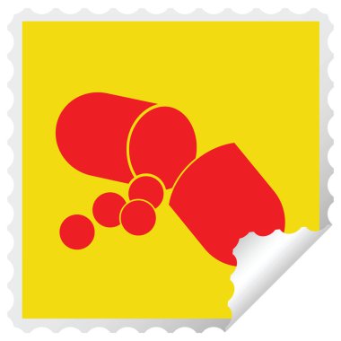 Etiket soyma kapsül pill vektör çizim Meydanı