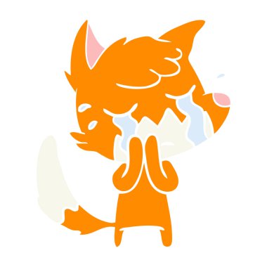 Fox düz renk stil çizgi film ağlıyor