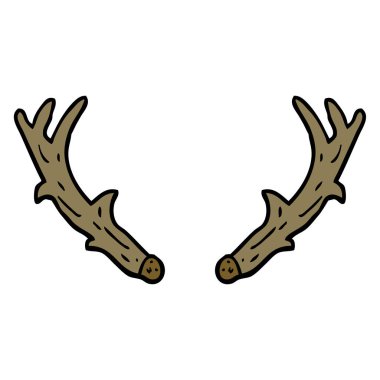 çizilmiş doodle tarzı çizgi film geyik boynuzu el