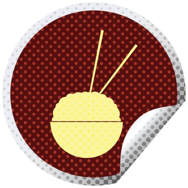 Pilav kasesi etiket vektör çizim peeling dairesel