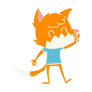 düz renk tarzı çizgi film dostu fox