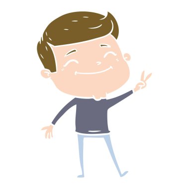 mutlu düz renk tarzı çizgi film adam