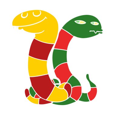 düz renk tarzı çizgi film yılan