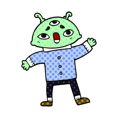 çizgi film doodle uzaylı uzay adamı