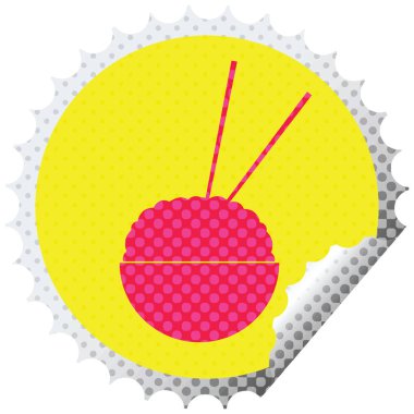 Pilav kasesi etiket vektör çizim peeling dairesel