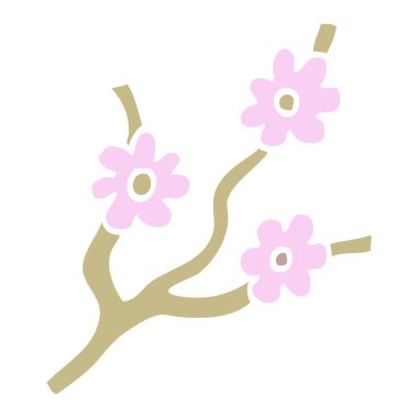 düz renk illüstrasyon karikatür dalları çiçek ile