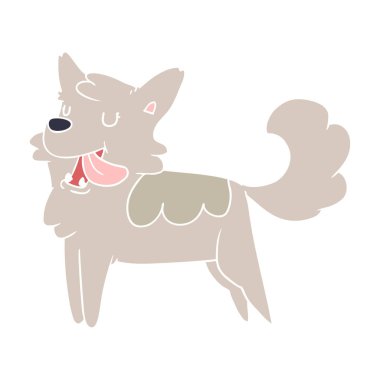 düz renk stil karikatür mutlu köpek