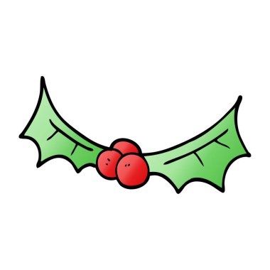 çizgi film doodle holly vektör çizim 