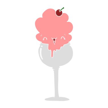 sevimli düz renk tarzı çizgi film dondurma desert