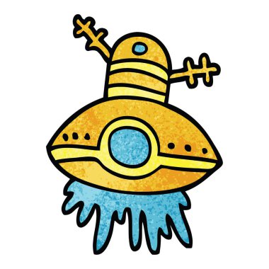 çizgi film doodle uzay gemisi