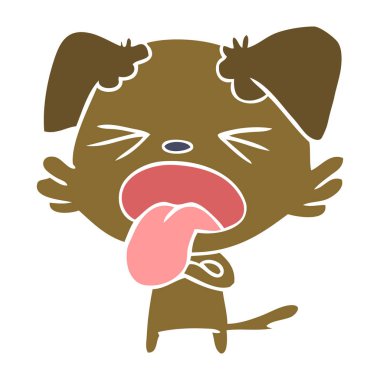 düz renk stil çizgi film köpek tiksinti