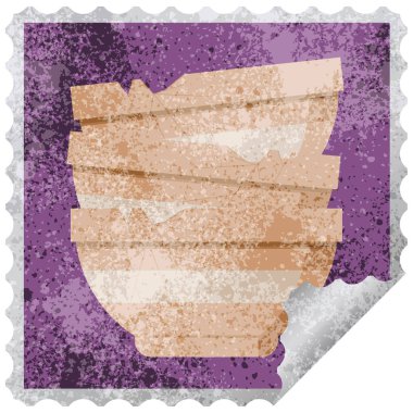 kırık eski kase grafik kare etiket damga yığını