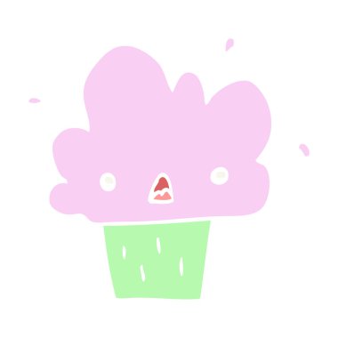 düz renk tarzı çizgi film cupcake