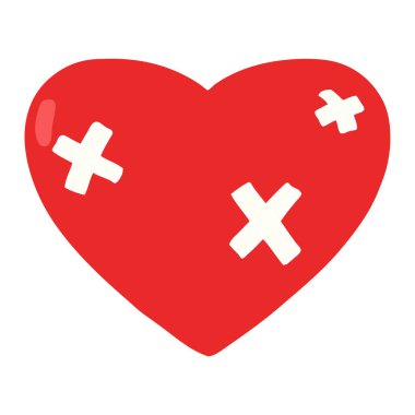 düz renk stil çizgi film kalbini dayak