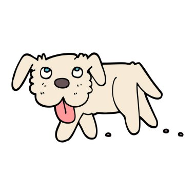 elle çizilmiş doodle stil karikatür mutlu köpek