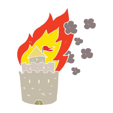 kale yanan düz renk illüstrasyon