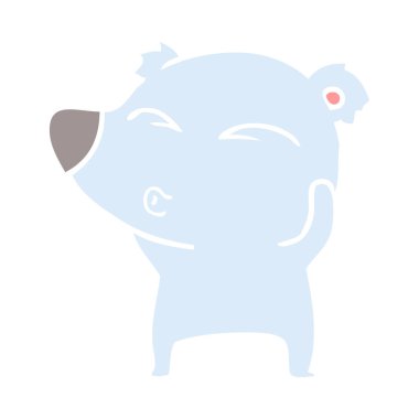 ayı ıslık düz renk stil çizgi film