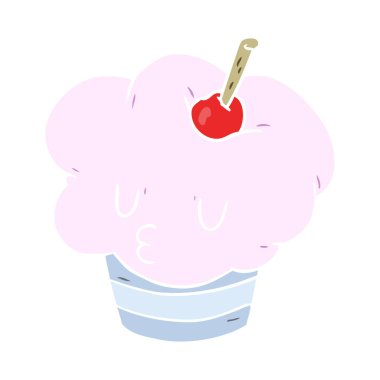 düz renk tarzı çizgi film cupcake