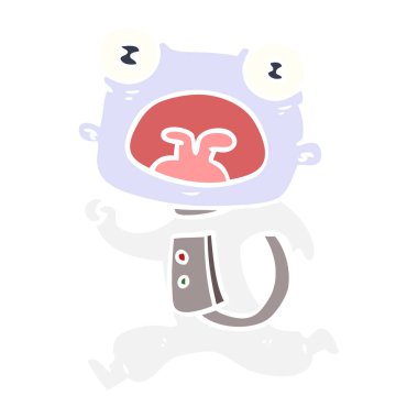 düz renk tarzı çizgi film garip uzaylı kaçmak