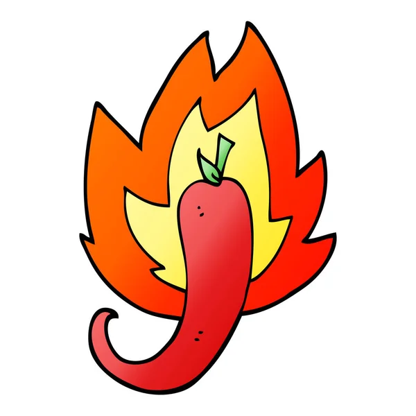 Gradiente Vettoriale Illustrazione Cartone Animato Rosso Peperoncino Caldo — Vettoriale Stock