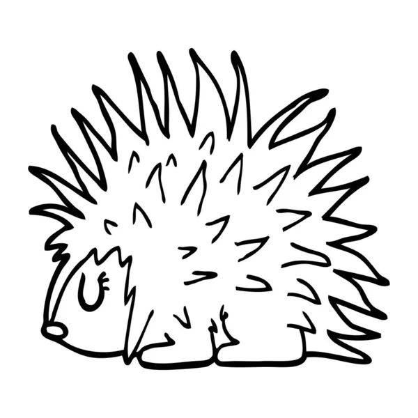 Line Drawing Cartoon Spiky Hedgehog — Stock Vector