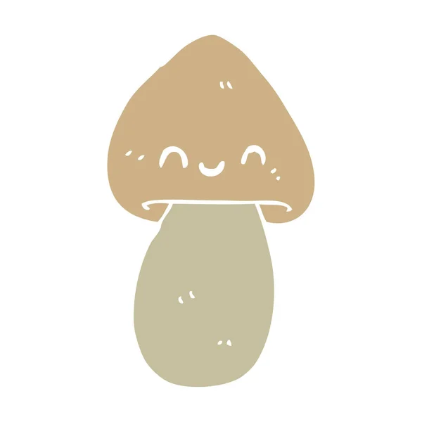 Flat Color Style Cartoon Mushroom — Stock Vector