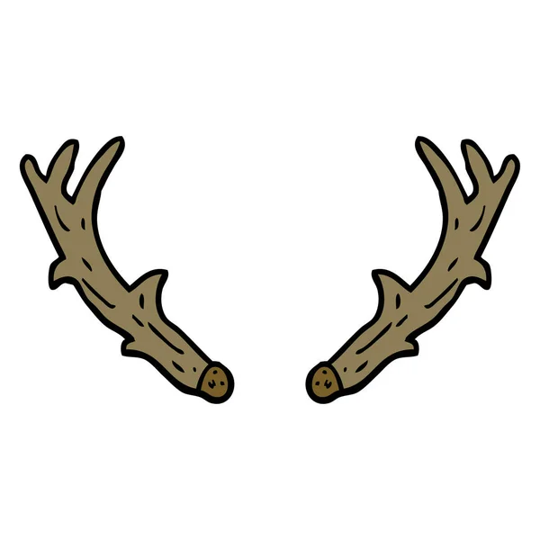 Hand Drawn Doodle Style Cartoon Antlers — Stock Vector