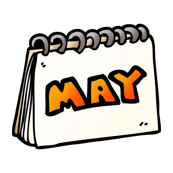 Dibujos Animados Doodle Calendario Mostrando Mes Mayo — Vector de stock