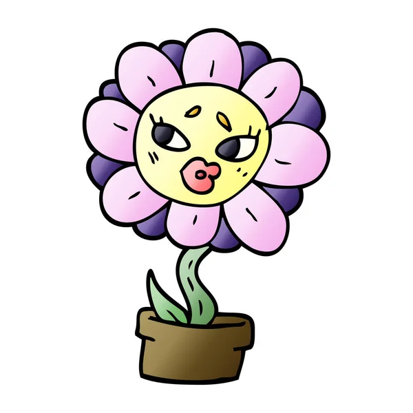 Cartoon Doodle Flower Pot — Stock Vector