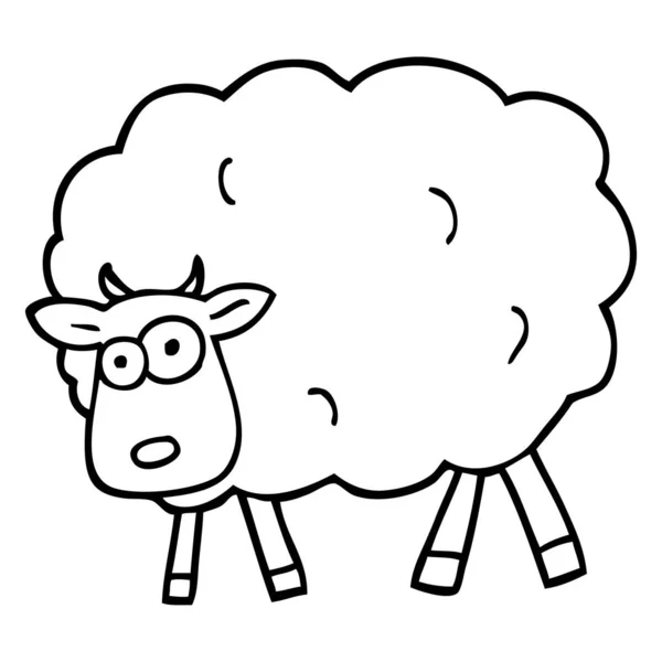 Black White Cartoon Sheep — Stock Vector