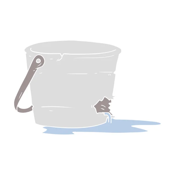 Broken Bucket Flat Color Style Cartoon — Stock Vector