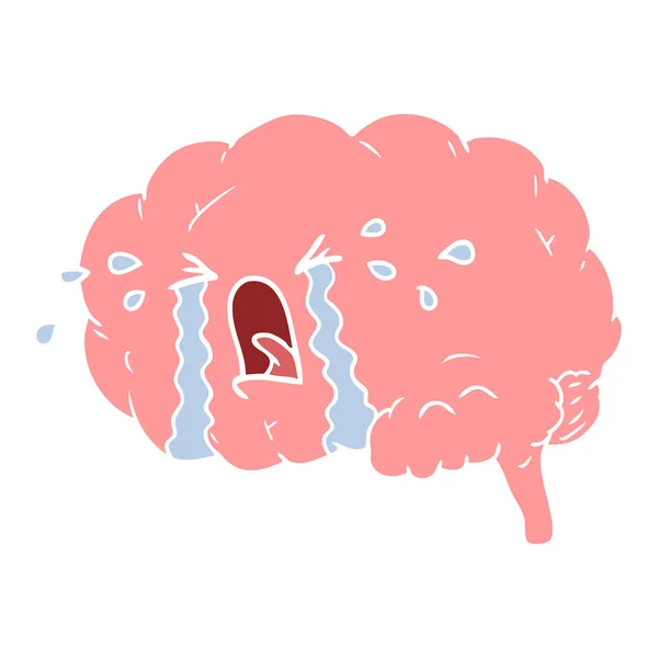 Επίπεδη Χρώμα Στυλ Καρτούν Εγκεφάλου Κλάμα — Διανυσματικό Αρχείο