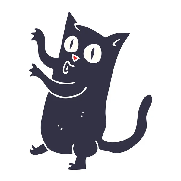 Desenho Animado Doodle Assustador Gato Preto — Vetor de Stock